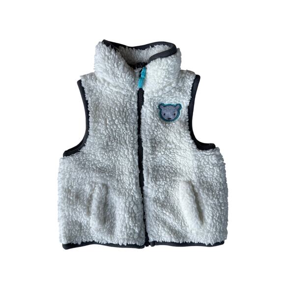 9M Baby White Fuzzy Vest - Picture 1 of 1